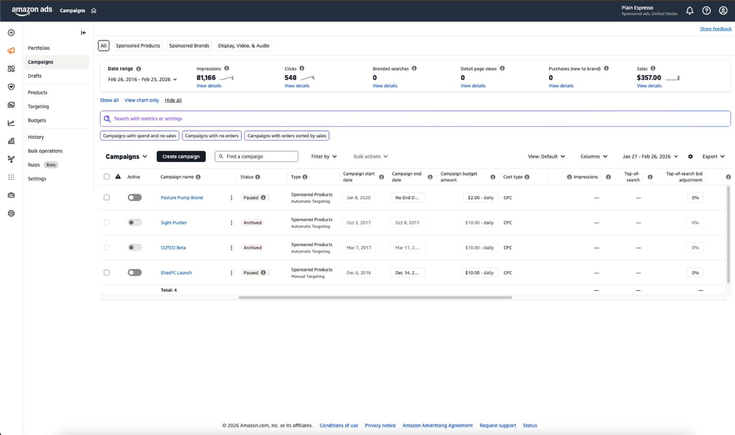 Amazon Ads Campaigns